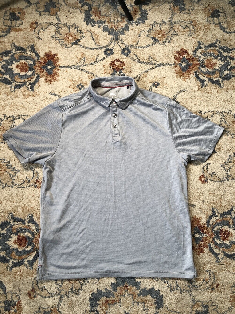 Tommy Bahama Men's Gray Polo Shirt Size Medium Cotton Polyester Short Sleeve